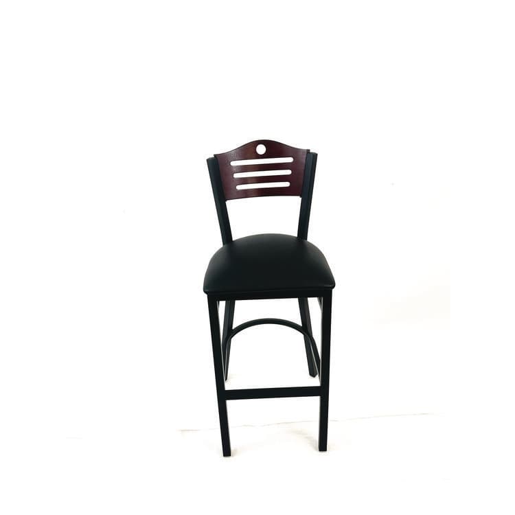JMC FURNITURE Eagle Series Barstool, Supports Up to 300 lb, 28.5" Seat Height, Black Seat, Dark Mahogany Back, Black Base (JMCEBBVBLKB)