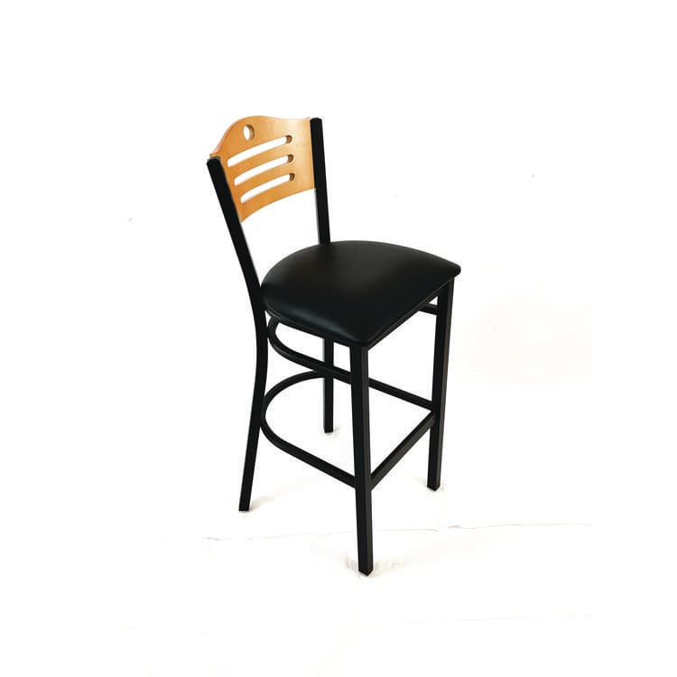 JMC FURNITURE Eagle Series Barstool, Supports Up to 300 lb, 28.5" Seat Height, Black Seat, Natural Back, Black Base (JMCEBBVBLKD) thumbnail 3