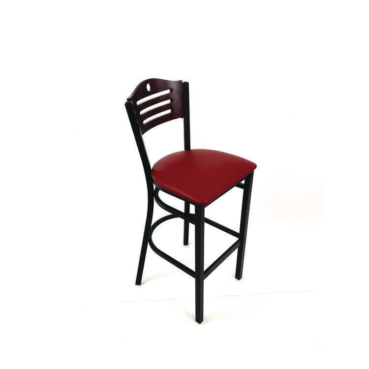 JMC FURNITURE Eagle Series Barstool, Supports Up to 300 lb, 28.5" Seat Height, Burgundy Seat, Dark Mahogany Back, Black Base (JMCEBBVBURB) thumbnail 3