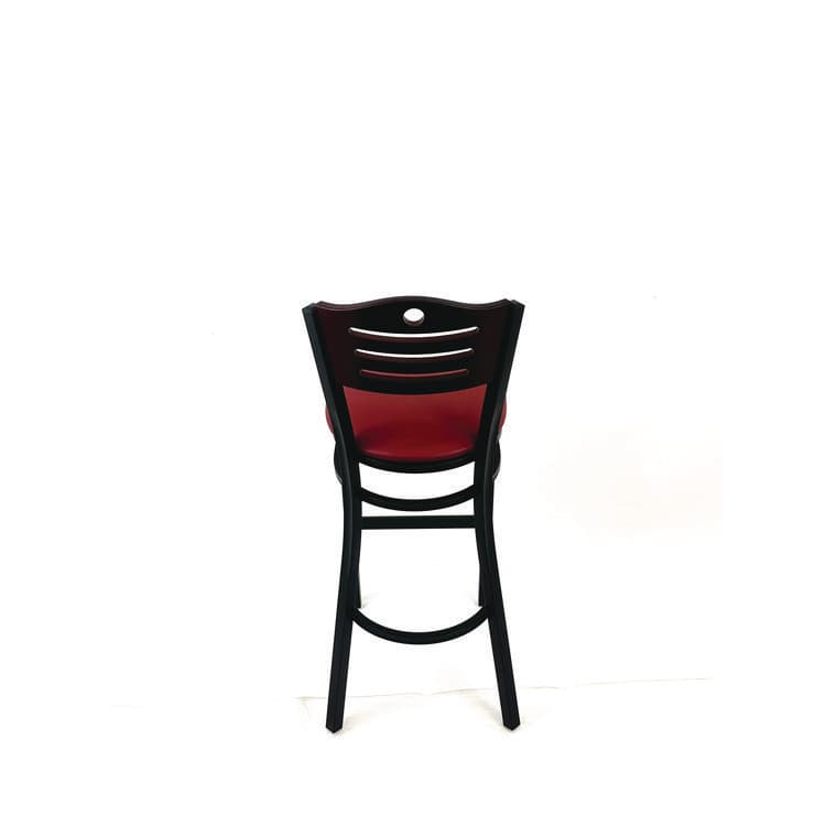 JMC FURNITURE Eagle Series Barstool, Supports Up to 300 lb, 28.5" Seat Height, Burgundy Seat, Dark Mahogany Back, Black Base (JMCEBBVBURB) thumbnail 4
