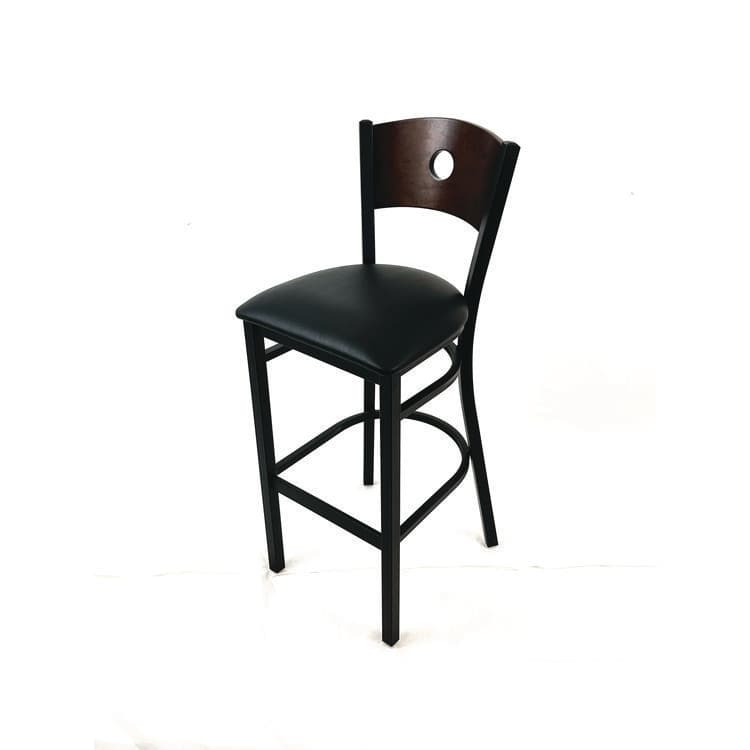 JMC FURNITURE Circle Series Barstool, Supports Up to 300 lb, 28.5" Seat Height, Black Seat, Dark Walnut Back, Black Base (JMCCRBBVBLKC) thumbnail 2