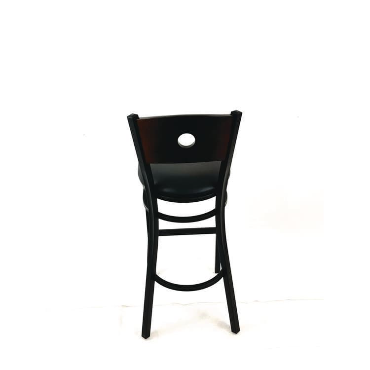 JMC FURNITURE Circle Series Barstool, Supports Up to 300 lb, 28.5" Seat Height, Black Seat, Dark Walnut Back, Black Base (JMCCRBBVBLKC) thumbnail 4