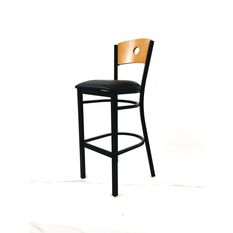 JMC FURNITURE Circle Series Barstool, Supports Up to 300 lb, 28.5" Seat Height, Black Seat, Natural Back, Black Base (JMCCRBBVBLKD) thumbnail 2