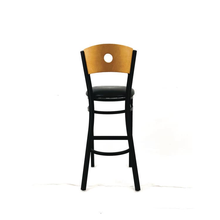 JMC FURNITURE Circle Series Barstool, Supports Up to 300 lb, 28.5" Seat Height, Black Seat, Natural Back, Black Base (JMCCRBBVBLKD) thumbnail 4