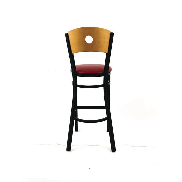 JMC FURNITURE Circle Series Barstool, Supports Up to 300 lb, 28.5" Seat Height, Burgundy Seat, Natural Back, Black Base (JMCCRBBVBURD) thumbnail 2