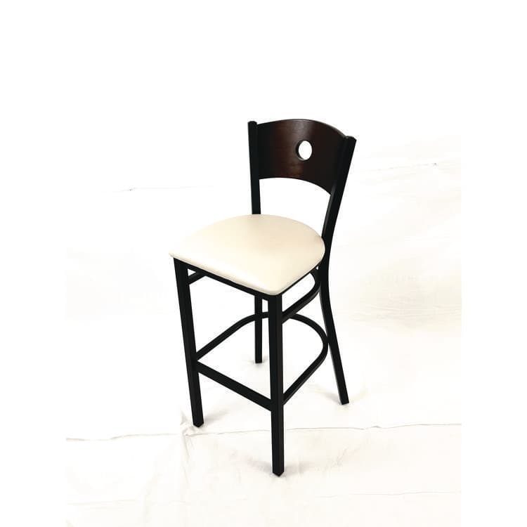 JMC FURNITURE Circle Series Barstool, Supports Up to 300 lb, 28.5" Seat Height, Cream Seat, Dark Walnut Back, Black Base (JMCCRBBVCRMC) thumbnail 2