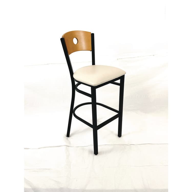 JMC FURNITURE Circle Series Barstool, Supports Up to 300 lb, 28.5" Seat Height, Cream Seat, Natural Back, Black Base (JMCCRBBVCRMD) thumbnail 3