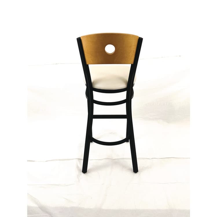 JMC FURNITURE Circle Series Barstool, Supports Up to 300 lb, 28.5" Seat Height, Cream Seat, Natural Back, Black Base (JMCCRBBVCRMD) thumbnail 4