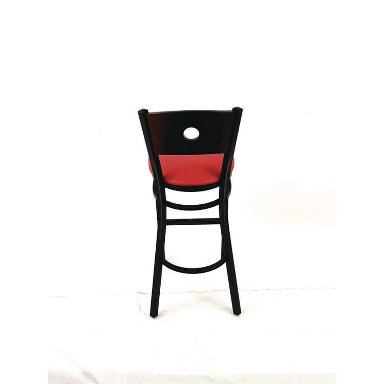 JMC FURNITURE Circle Series Barstool, Supports Up to 300 lb, 28.5" Seat Height, Red Seat, Dark Walnut Back, Black Base (JMCCRBBVREDC) thumbnail 4