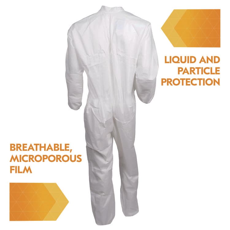 KIMBERLY-CLARK PROFESSIONAL A40 Zipper Front Liquid and Particle Protection Coveralls, 3X-Large, White, 25/Carton (ANS44306) thumbnail 2