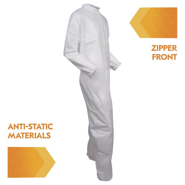 KIMBERLY-CLARK PROFESSIONAL A40 Zipper Front Liquid and Particle Protection Coveralls, 3X-Large, White, 25/Carton (ANS44306) thumbnail 3