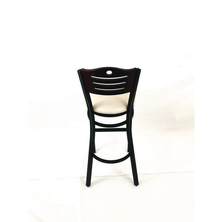 JMC FURNITURE Eagle Series Barstool, Supports Up to 300 lb, 28.5" Seat Height, Cream Seat, Dark Mahogany Back, Black Base (JMCEBBVCRMB) thumbnail 4