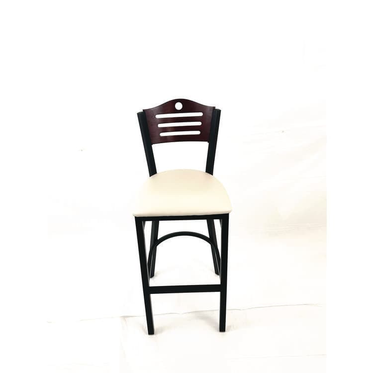 JMC FURNITURE Eagle Series Barstool, Supports Up to 300 lb, 28.5" Seat Height, Cream Seat, Dark Mahogany Back, Black Base (JMCEBBVCRMB)