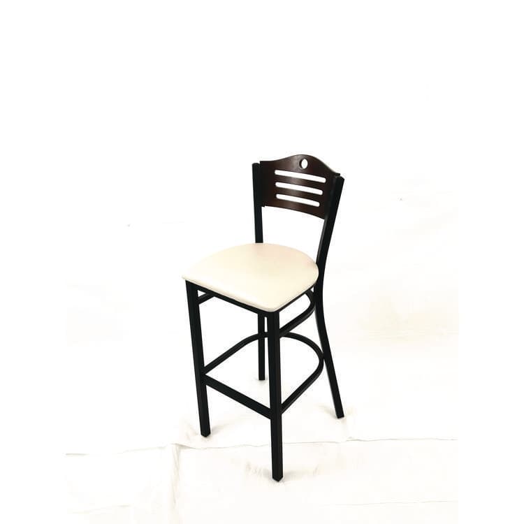 JMC FURNITURE Eagle Series Barstool, Supports Up to 300 lb, 28.5" Seat Height, Cream Seat, Dark Walnut Back, Black Base (JMCEBBVCRMC) thumbnail 2