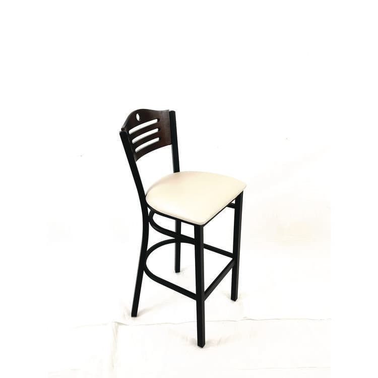 JMC FURNITURE Eagle Series Barstool, Supports Up to 300 lb, 28.5" Seat Height, Cream Seat, Dark Walnut Back, Black Base (JMCEBBVCRMC) thumbnail 3