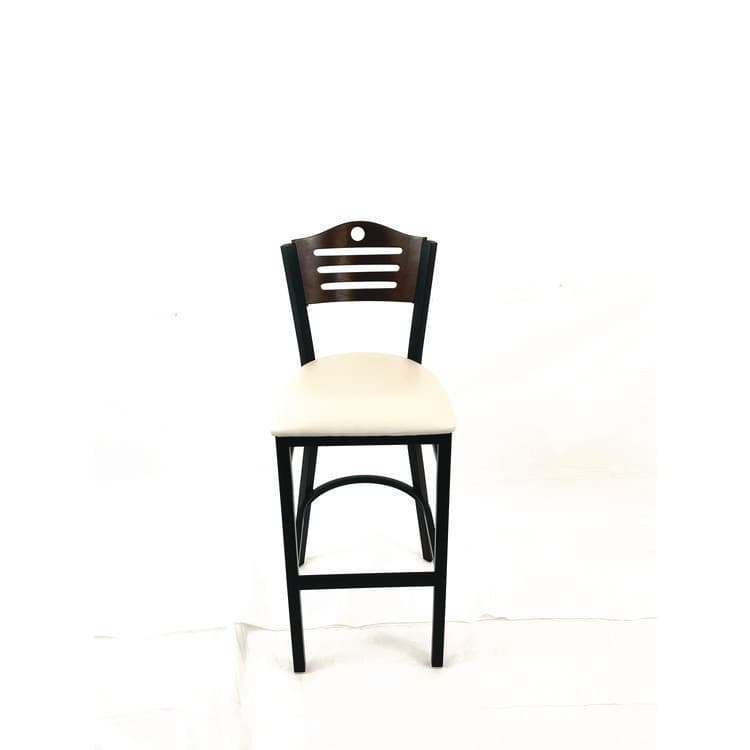 JMC FURNITURE Eagle Series Barstool, Supports Up to 300 lb, 28.5" Seat Height, Cream Seat, Dark Walnut Back, Black Base (JMCEBBVCRMC)