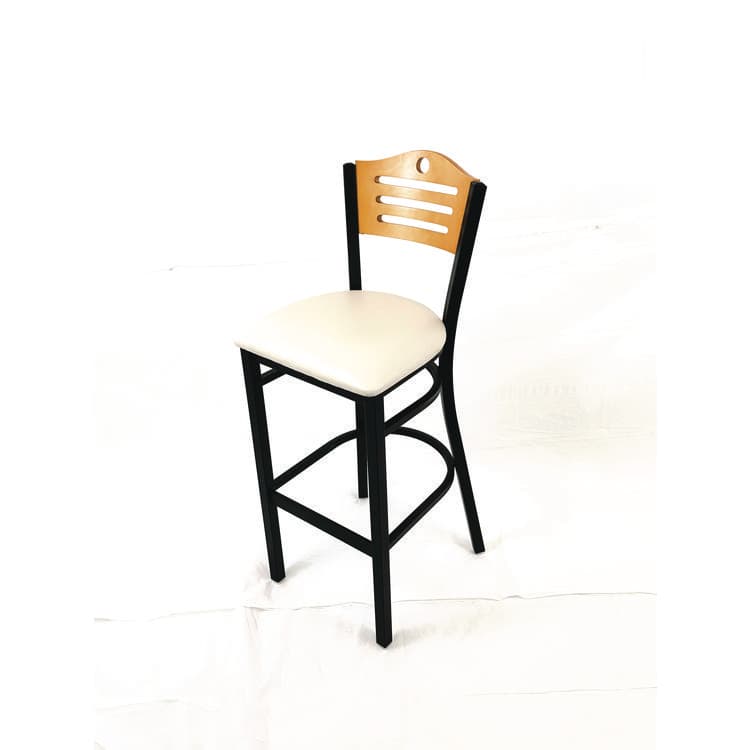 JMC FURNITURE Eagle Series Barstool, Supports Up to 300 lb, 28.5" Seat Height, Cream Seat, Natural Back, Black Base (JMCEBBVCRMD) thumbnail 2