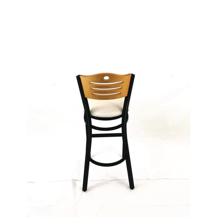 JMC FURNITURE Eagle Series Barstool, Supports Up to 300 lb, 28.5" Seat Height, Cream Seat, Natural Back, Black Base (JMCEBBVCRMD) thumbnail 4