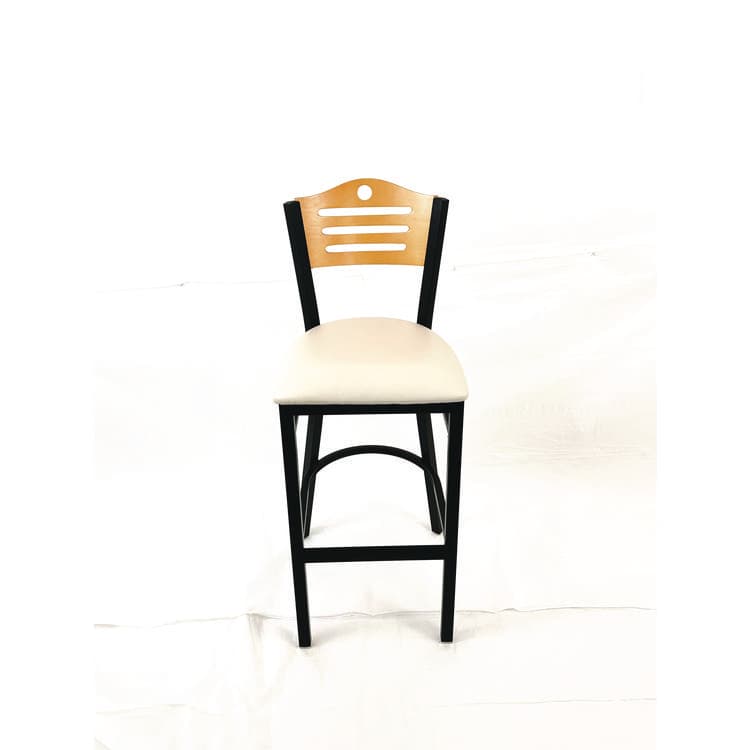 JMC FURNITURE Eagle Series Barstool, Supports Up to 300 lb, 28.5" Seat Height, Cream Seat, Natural Back, Black Base (JMCEBBVCRMD)