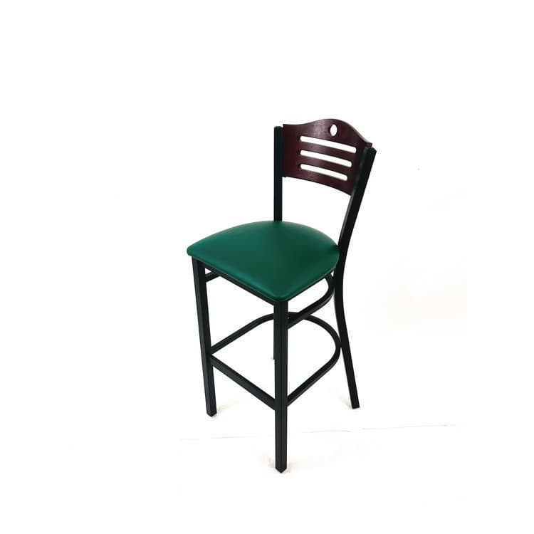 JMC FURNITURE Eagle Series Barstool, Supports Up to 300 lb, 28.5" Seat Height, Green Seat, Dark Mahogany Back, Black Base (JMCEBBVGRNB) thumbnail 2