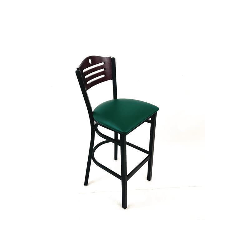JMC FURNITURE Eagle Series Barstool, Supports Up to 300 lb, 28.5" Seat Height, Green Seat, Dark Mahogany Back, Black Base (JMCEBBVGRNB) thumbnail 3