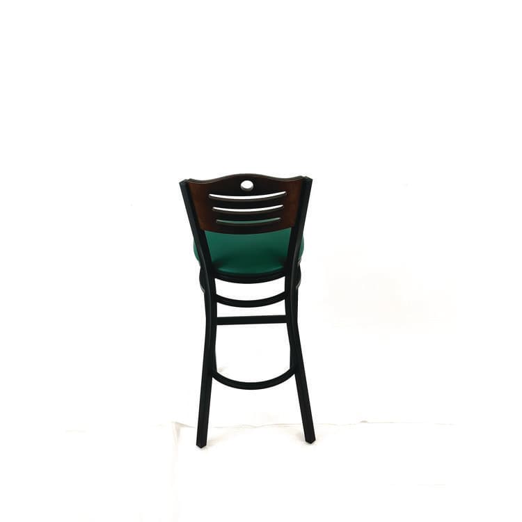 JMC FURNITURE Eagle Series Barstool, Supports Up to 300 lb, 28.5" Seat Height, Green Seat, Dark Walnut Back, Black Base (JMCEBBVGRNC) thumbnail 4