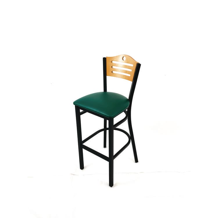 JMC FURNITURE Eagle Series Barstool, Supports Up to 300 lb, 28.5" Seat Height, Green Seat, Natural Back, Black Base (JMCEBBVGRND) thumbnail 2