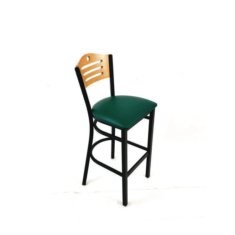 JMC FURNITURE Eagle Series Barstool, Supports Up to 300 lb, 28.5" Seat Height, Green Seat, Natural Back, Black Base (JMCEBBVGRND) thumbnail 3