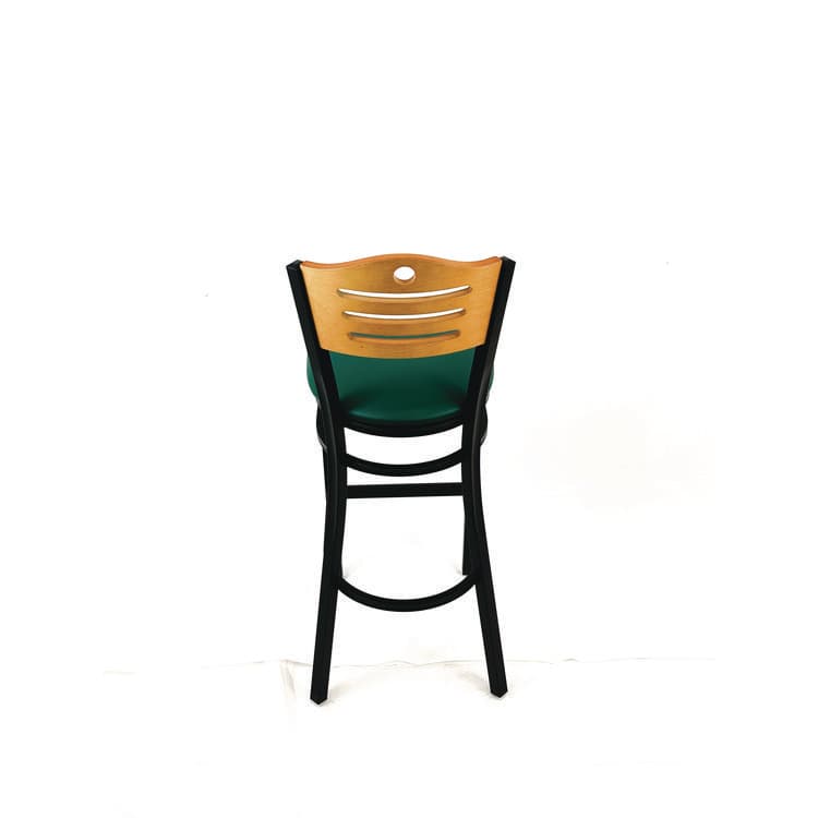 JMC FURNITURE Eagle Series Barstool, Supports Up to 300 lb, 28.5" Seat Height, Green Seat, Natural Back, Black Base (JMCEBBVGRND) thumbnail 4