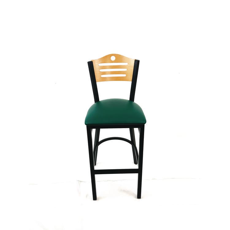 JMC FURNITURE Eagle Series Barstool, Supports Up to 300 lb, 28.5" Seat Height, Green Seat, Natural Back, Black Base (JMCEBBVGRND)