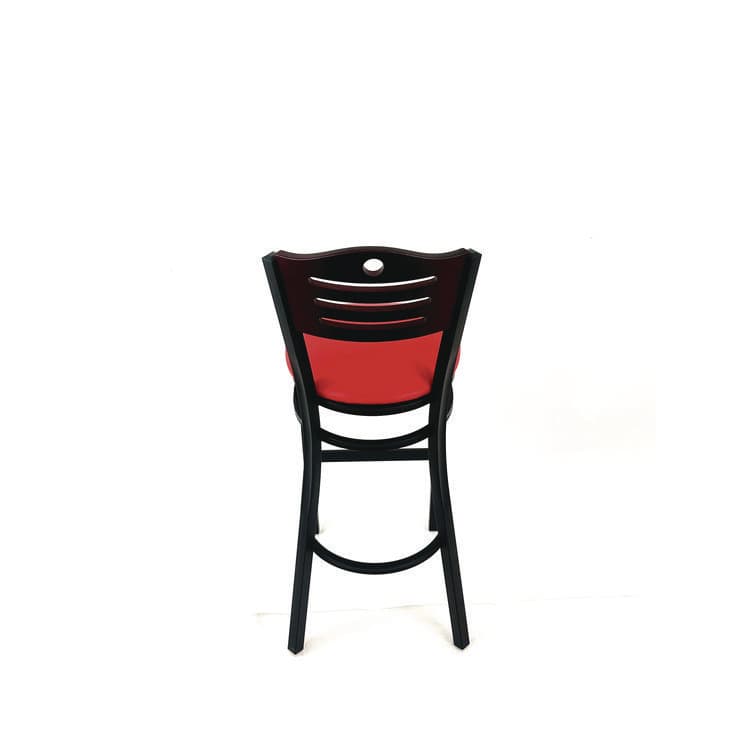 JMC FURNITURE Eagle Series Barstool, Supports Up to 300 lb, 28.5" Seat Height, Red Seat, Dark Mahogany Back, Black Base (JMCEBBVREDB) thumbnail 4