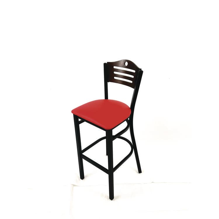 JMC FURNITURE Eagle Series Barstool, Supports Up to 300 lb, 28.5" Seat Height, Red Seat, Dark Walnut Back, Black Base (JMCEBBVREDC) thumbnail 2