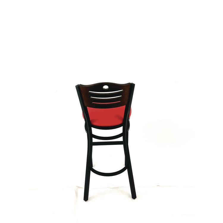 JMC FURNITURE Eagle Series Barstool, Supports Up to 300 lb, 28.5" Seat Height, Red Seat, Dark Walnut Back, Black Base (JMCEBBVREDC) thumbnail 4