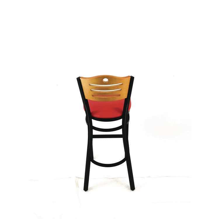 JMC FURNITURE Eagle Series Barstool, Supports Up to 300 lb, 28.5" Seat Height, Red Seat, Natural Back, Black Base (JMCEBBVREDD) thumbnail 4