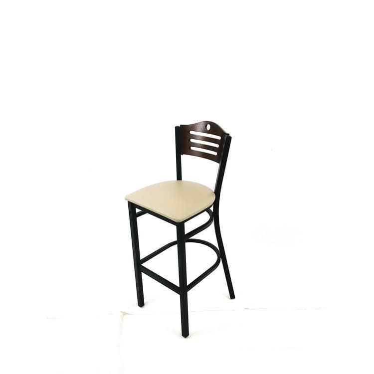 JMC FURNITURE Eagle Series Barstool, Supports Up to 300 lb, 28.5" Seat Height, Taupe Seat, Dark Walnut Back, Black Base (JMCEBBVTAUC) thumbnail 2