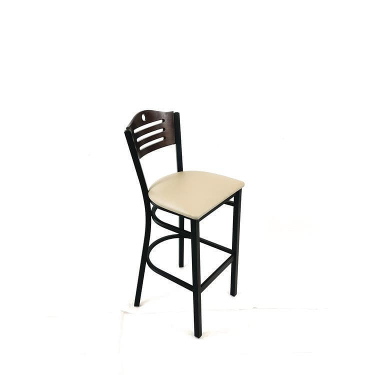 JMC FURNITURE Eagle Series Barstool, Supports Up to 300 lb, 28.5" Seat Height, Taupe Seat, Dark Walnut Back, Black Base (JMCEBBVTAUC) thumbnail 3