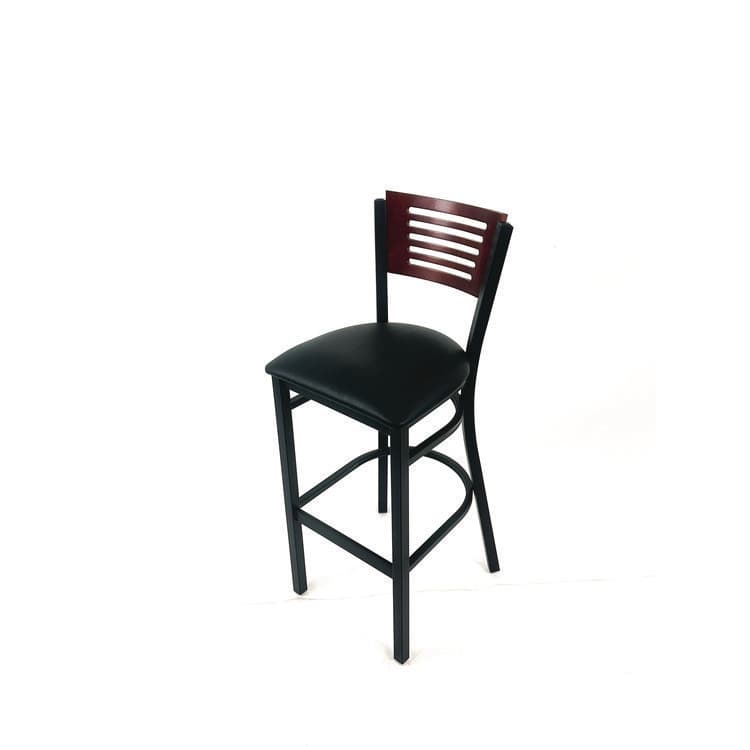 JMC FURNITURE Jones River Series Barstool, Supports Up to 300 lb, 28.5" Seat Height, Black Seat, Dark Mahogany Back, Black Base (JMCJRBBVBLKB) thumbnail 2