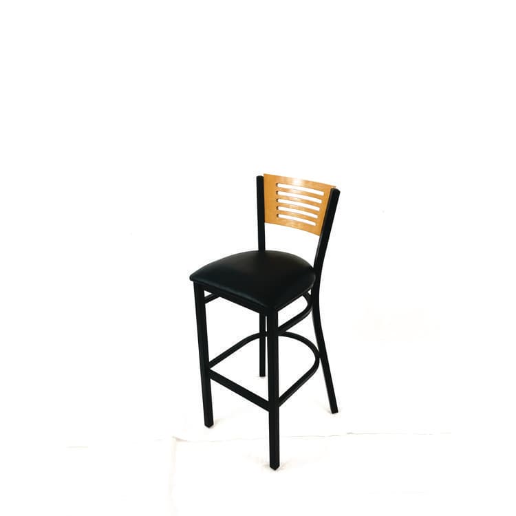 JMC FURNITURE Jones River Series Barstool, Supports Up to 300 lb, 28.5" Seat Height, Black Seat, Natural Back, Black Base (JMCJRBBVBLKD) thumbnail 2