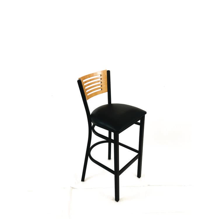 JMC FURNITURE Jones River Series Barstool, Supports Up to 300 lb, 28.5" Seat Height, Black Seat, Natural Back, Black Base (JMCJRBBVBLKD) thumbnail 3