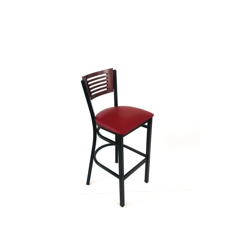 JMC FURNITURE Jones River Series Barstool, Supports Up to 300 lb, 28.5" Seat Height, Burgundy Seat, Dark Mahogany Back, Black Base (JMCJRBBVBURB) thumbnail 3