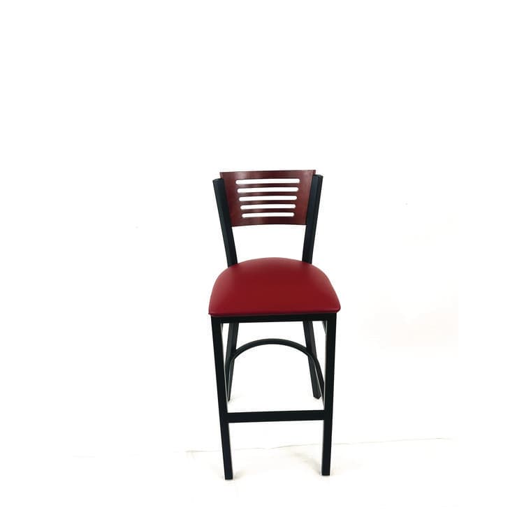 JMC FURNITURE Jones River Series Barstool, Supports Up to 300 lb, 28.5" Seat Height, Burgundy Seat, Dark Mahogany Back, Black Base (JMCJRBBVBURB)