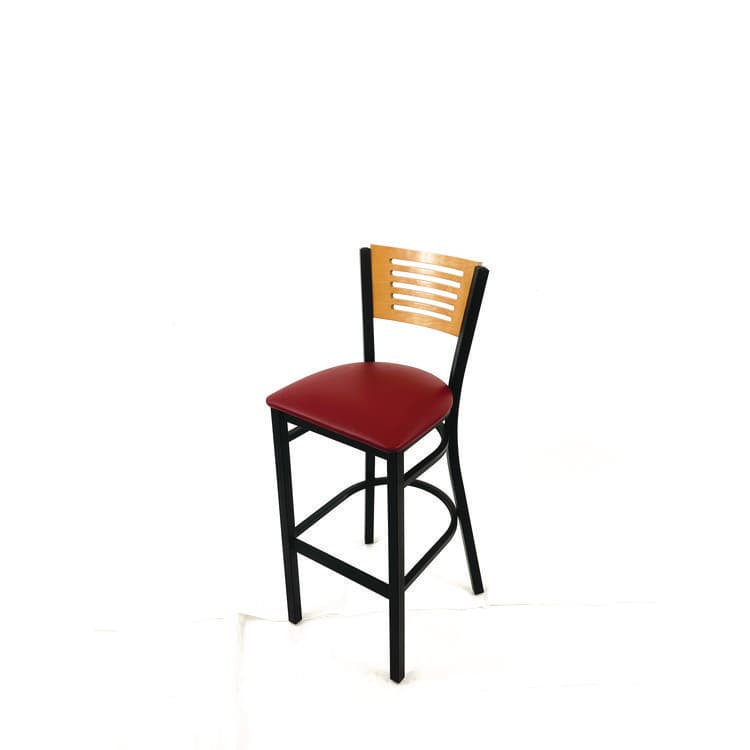 JMC FURNITURE Jones River Series Barstool, Supports Up to 300 lb, 28.5" Seat Height, Burgundy Seat, Natural Back, Black Base (JMCJRBBVBURD) thumbnail 2