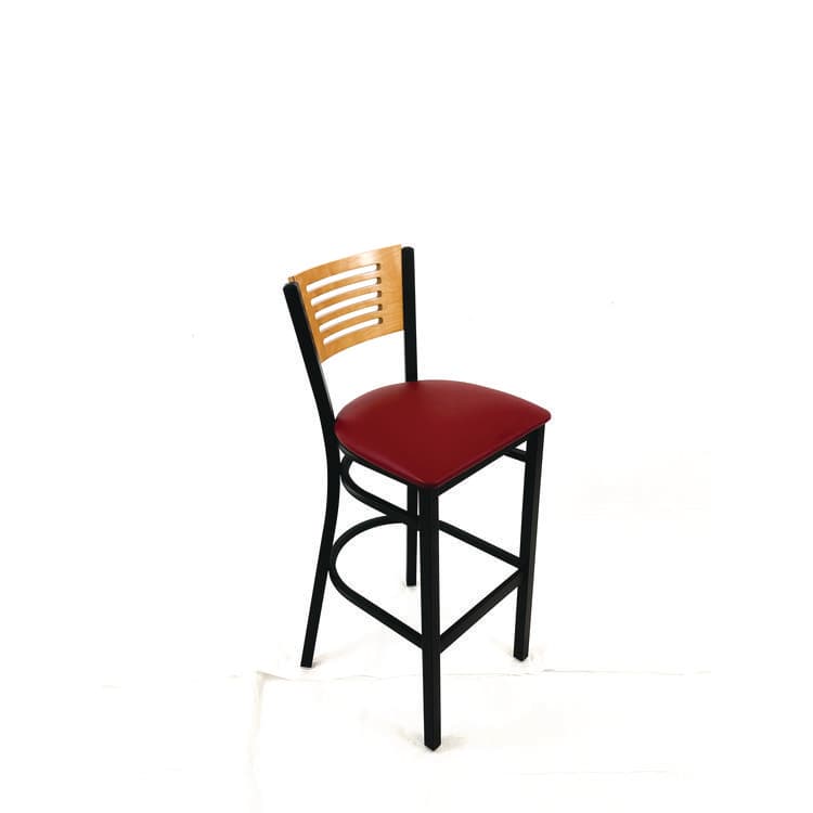 JMC FURNITURE Jones River Series Barstool, Supports Up to 300 lb, 28.5" Seat Height, Burgundy Seat, Natural Back, Black Base (JMCJRBBVBURD) thumbnail 3