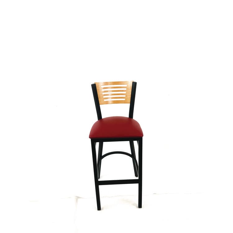 JMC FURNITURE Jones River Series Barstool, Supports Up to 300 lb, 28.5" Seat Height, Burgundy Seat, Natural Back, Black Base (JMCJRBBVBURD)