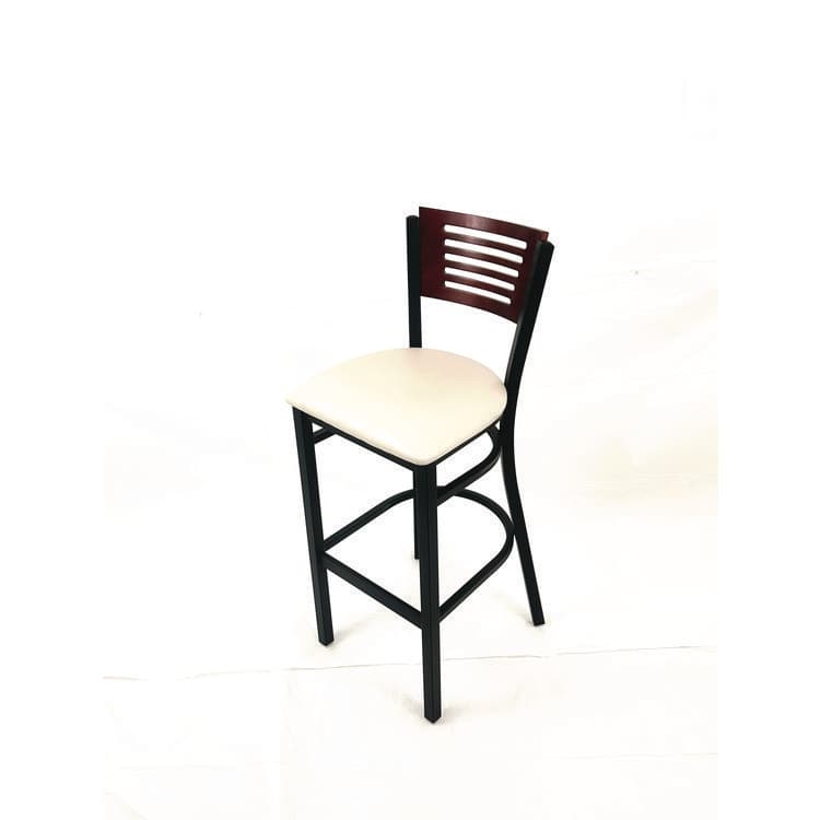 JMC FURNITURE Jones River Series Barstool, Supports Up to 300 lb, 28.5" Seat Height, Cream Seat, Dark Mahogany Back, Black Base (JMCJRBBVCRMB) thumbnail 2