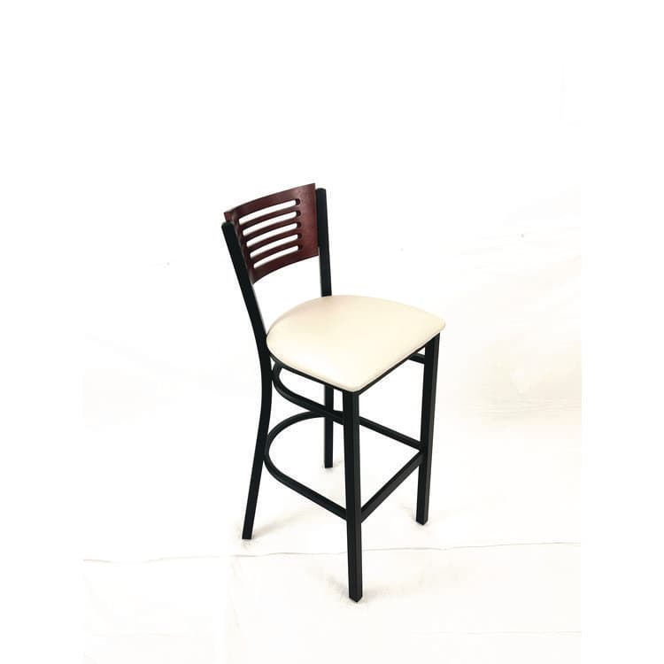 JMC FURNITURE Jones River Series Barstool, Supports Up to 300 lb, 28.5" Seat Height, Cream Seat, Dark Mahogany Back, Black Base (JMCJRBBVCRMB) thumbnail 3
