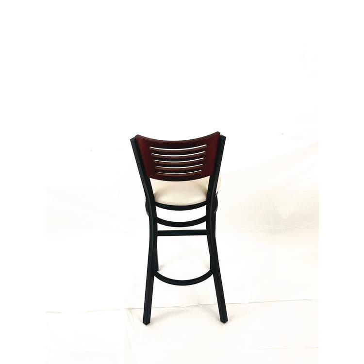 JMC FURNITURE Jones River Series Barstool, Supports Up to 300 lb, 28.5" Seat Height, Cream Seat, Dark Mahogany Back, Black Base (JMCJRBBVCRMB) thumbnail 4