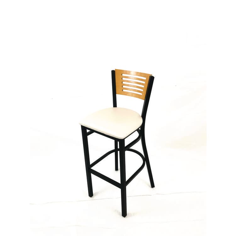 JMC FURNITURE Jones River Series Barstool, Supports Up to 300 lb, 28.5" Seat Height, Cream Seat, Natural Back, Black Base (JMCJRBBVCRMD) thumbnail 2