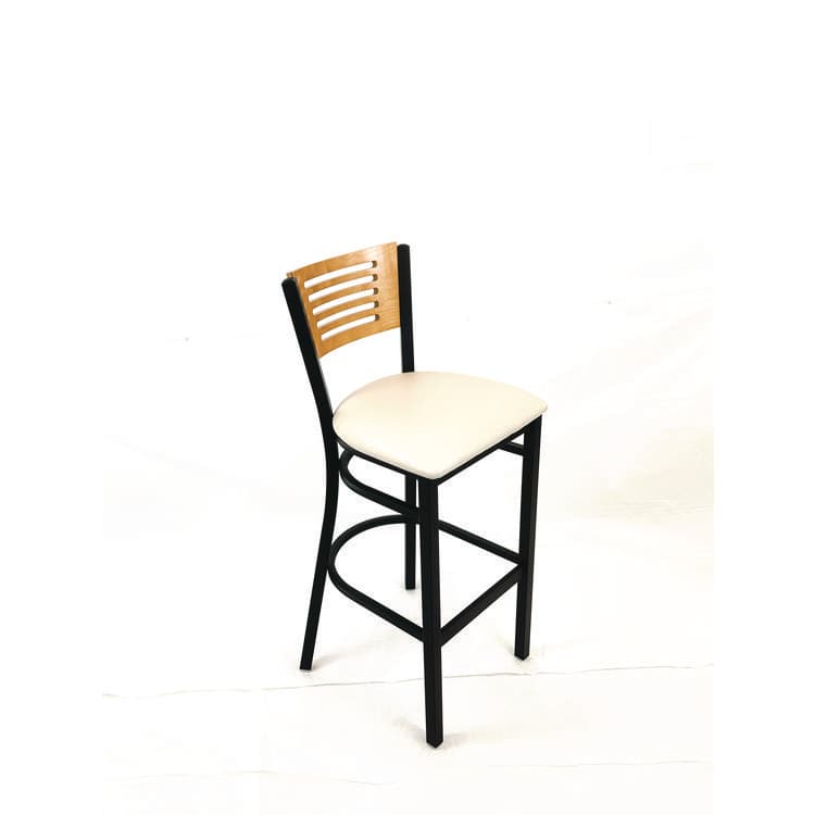 JMC FURNITURE Jones River Series Barstool, Supports Up to 300 lb, 28.5" Seat Height, Cream Seat, Natural Back, Black Base (JMCJRBBVCRMD) thumbnail 3