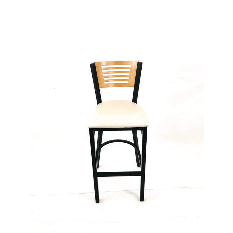 JMC FURNITURE Jones River Series Barstool, Supports Up to 300 lb, 28.5" Seat Height, Cream Seat, Natural Back, Black Base (JMCJRBBVCRMD)